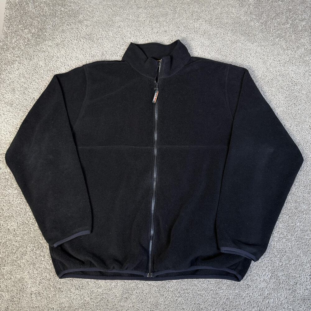 L.L. Bean Jacket Mens 2XLT Black Fleece Full Zip Pockets Stand Collar Outdoor